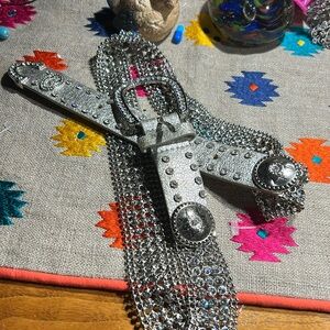 Christine Alexander leather and rhinestone belt